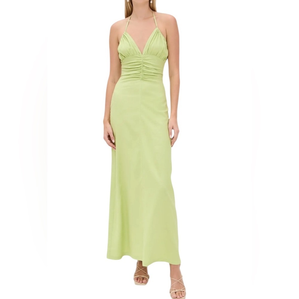 Riot Linen/Rayon Swim Dani Cross Halter dress in lime Size XS  J-7